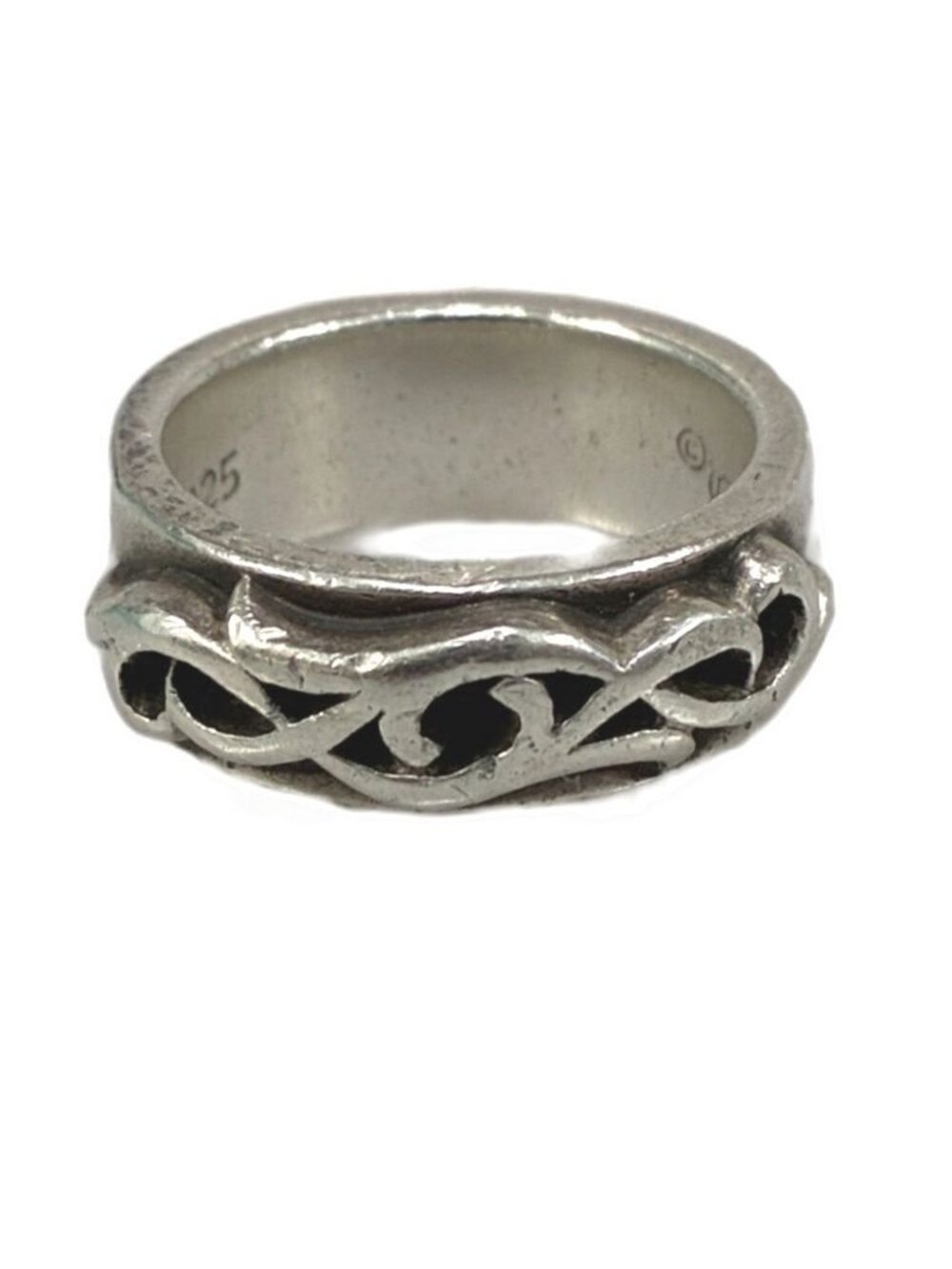 Chrome Hearts Dbl Narrow Vine Band Double Ring Silver